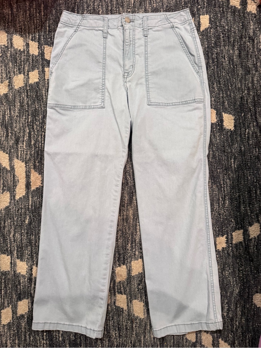 Sanctuary Vacation Crop High Rise Flare Jeans Size 29 Light Blue chambray
